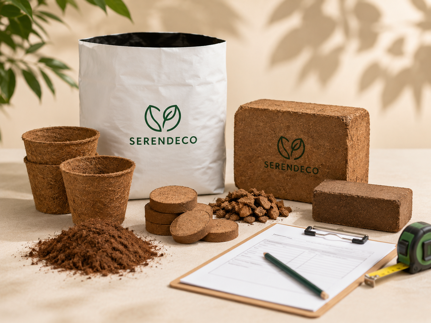 Serendeco coir product samples and specification materials for commercial substrate enquiries