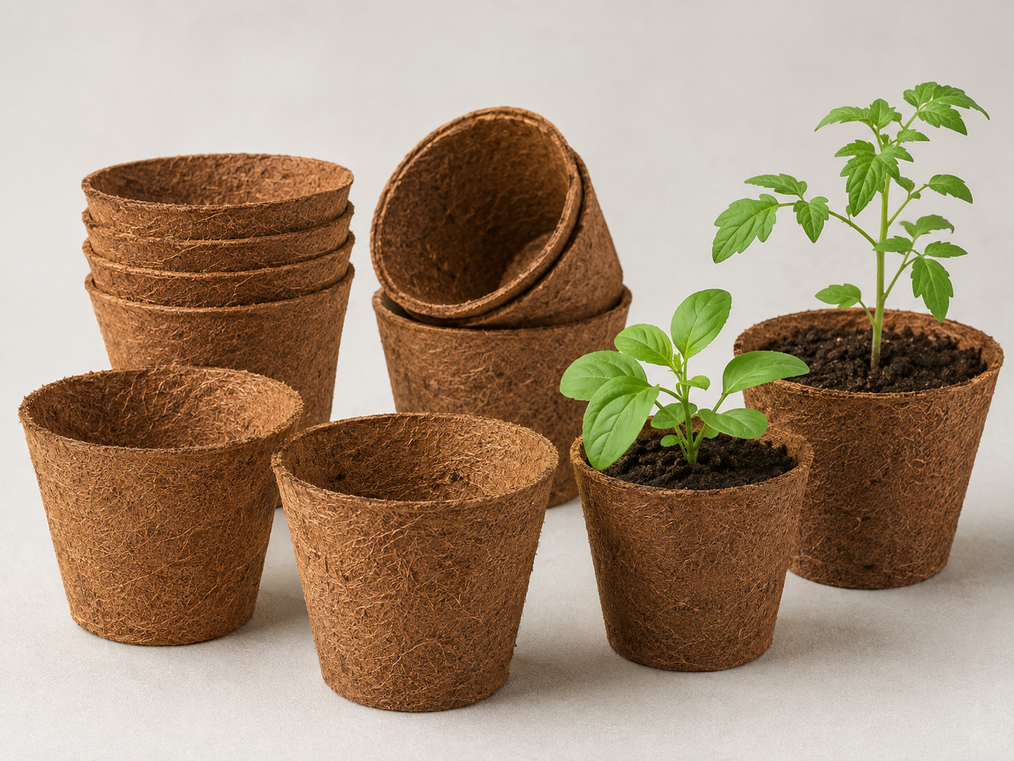 Coco fibre pots for nursery and propagation applications