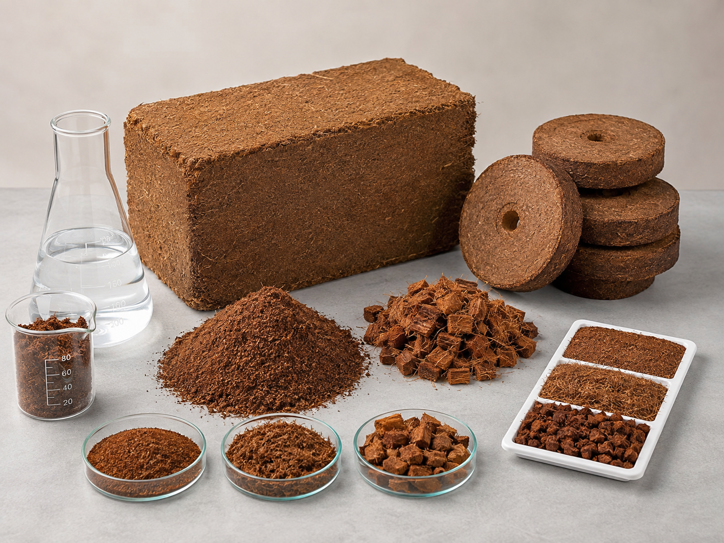 Coco coir product and technical specification samples