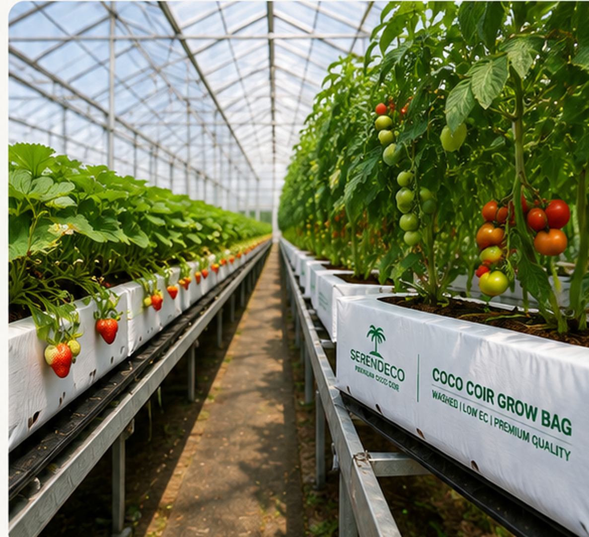 Commercial protected-crop production using coir growing substrates